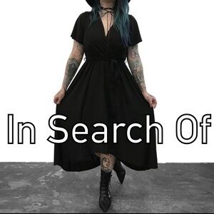 IN SEARCH OF ISO foxblood black high low wrap dress